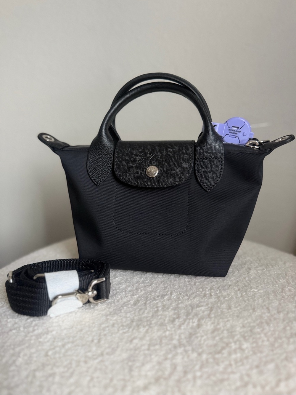 Longchamp Small Nylon Top-Handle Bag in Black